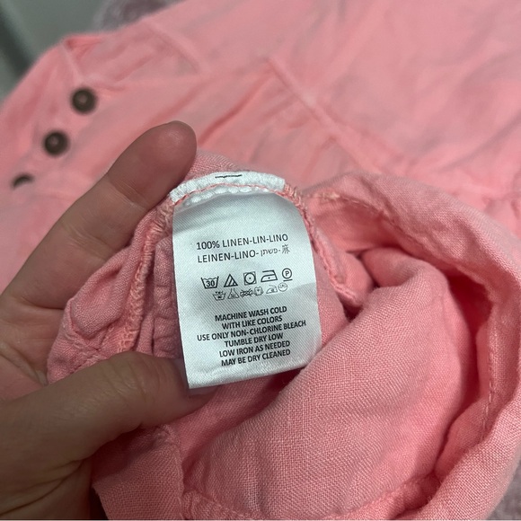 Free People 100% linen pink boho flowy romper - Picture 6 of 7